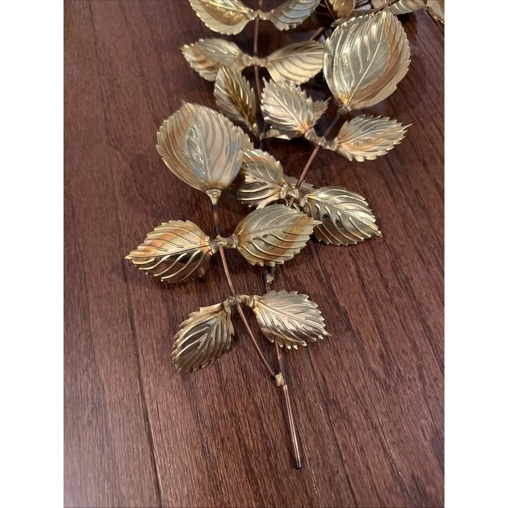 Vintage Brass HOMCO Home Interior Leaf Leaves Swag Wall Decor Hanging Set Of 2